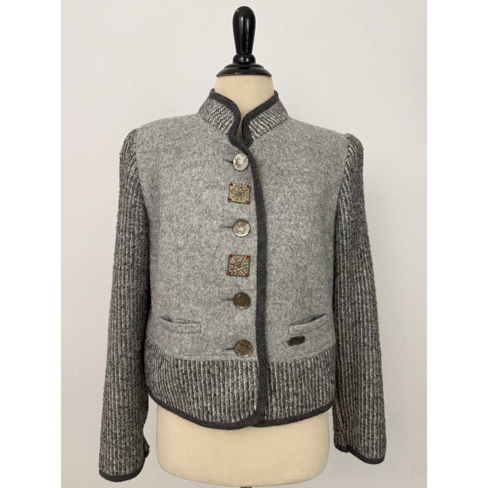 M & G Vintage Boiled Wool JACKET 12 Trachten Loden Mohair Janker Cardigan Coin
